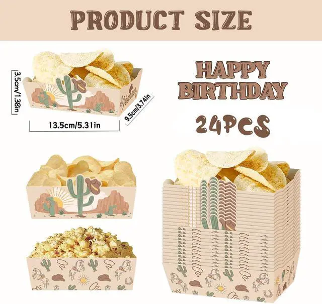 Alt view image 4 of 6 - 24 Pcs 2 lb Food Trays for Western Cowboy Party Decorations