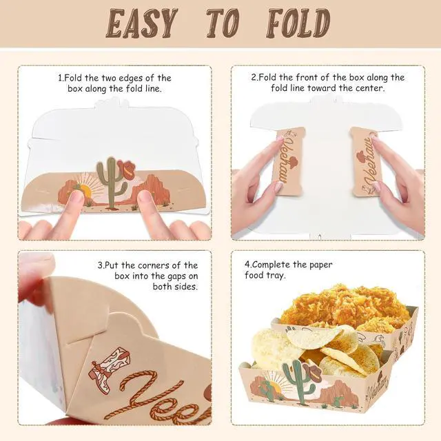 Alt view image 5 of 6 - 24 Pcs 2 lb Food Trays for Western Cowboy Party Decorations