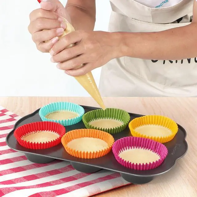 Alt view image 4 of 7 - Caperci Rainbow Standard Cupcake Liners Bright Colorful Muffin Baking Cups 350-Count, Odorless, Upgraded & Food Grade Grease-Proof Paper