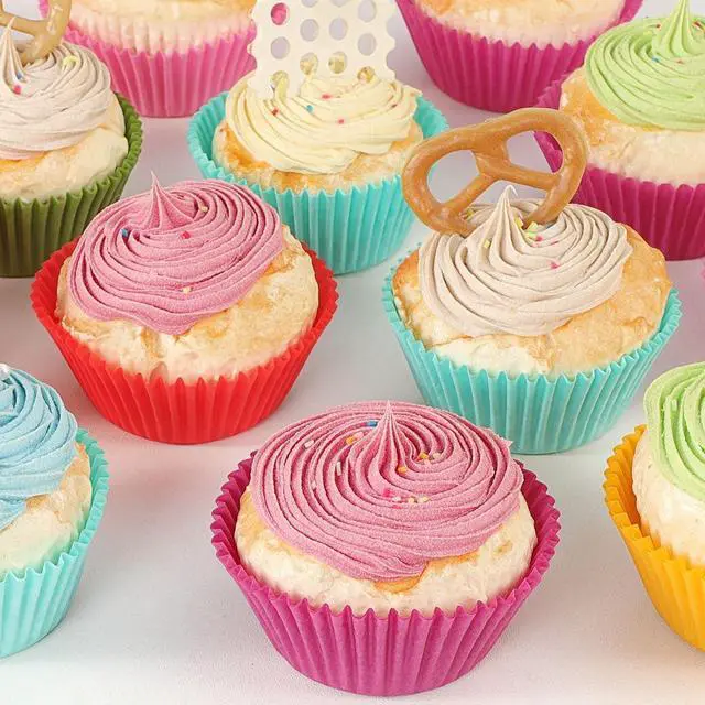 Alt view image 5 of 7 - Caperci Rainbow Standard Cupcake Liners Bright Colorful Muffin Baking Cups 350-Count, Odorless, Upgraded & Food Grade Grease-Proof Paper