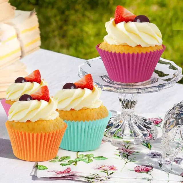 Alt view image 6 of 7 - Caperci Rainbow Standard Cupcake Liners Bright Colorful Muffin Baking Cups 350-Count, Odorless, Upgraded & Food Grade Grease-Proof Paper