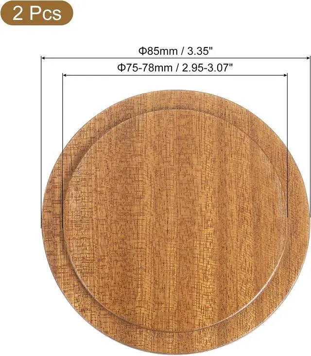Alt view image 2 of 6 - Uxcell 2PCs Wooden Bamboo Lid - 3.07 Inch Coffee Mug Lids, Tea Cup & Glass Cover, Sealed Lids