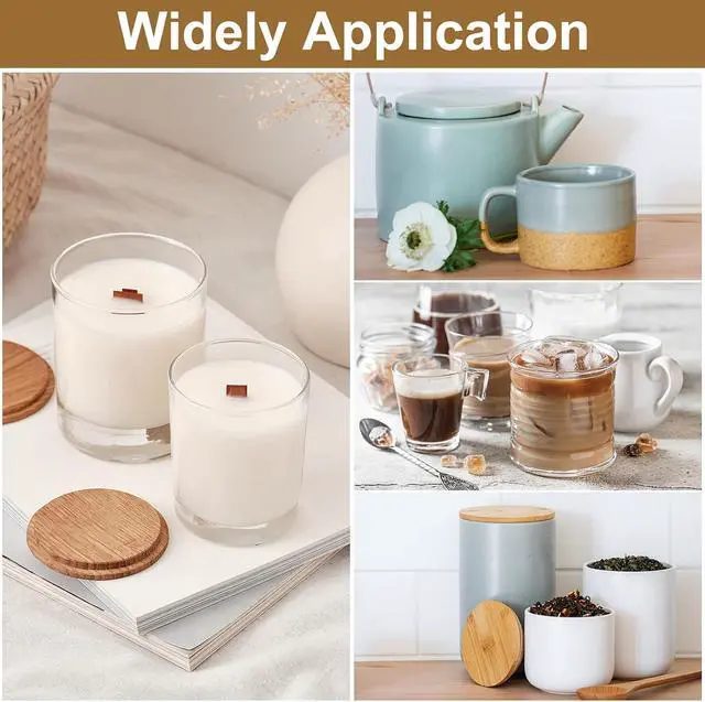 Alt view image 6 of 6 - Uxcell 2PCs Wooden Bamboo Lid - 3.07 Inch Coffee Mug Lids, Tea Cup & Glass Cover, Sealed Lids