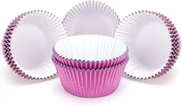 Alt view image 2 of 7 - Gifbera Standard Pink Foil Cupcake Liners for Baking 200 Count - Metallic Greaseproof Cupcake Wrappers Muffin Cups, Heavy Duty, Non-Stick, Easy to Peel