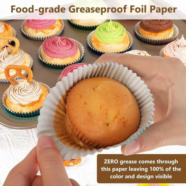 Alt view image 4 of 7 - Gifbera Standard Pink Foil Cupcake Liners for Baking 200 Count - Metallic Greaseproof Cupcake Wrappers Muffin Cups, Heavy Duty, Non-Stick, Easy to Peel