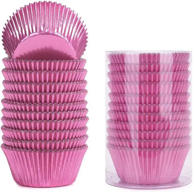 Alt view image 7 of 7 - Gifbera Standard Pink Foil Cupcake Liners for Baking 200 Count - Metallic Greaseproof Cupcake Wrappers Muffin Cups, Heavy Duty, Non-Stick, Easy to Peel