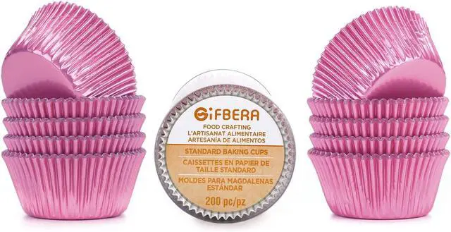 Alt view image 6 of 7 - Gifbera Standard Pink Foil Cupcake Liners for Baking 200 Count - Metallic Greaseproof Cupcake Wrappers Muffin Cups, Heavy Duty, Non-Stick, Easy to Peel