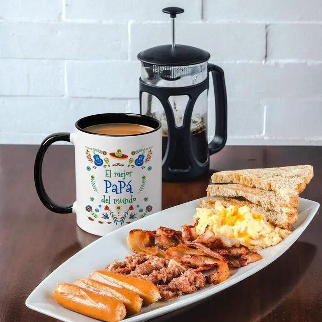 Alt view image 4 of 7 - YHRJWN Papa Gifts - El Mejor Papa Del Mundo Coffee Mug, regalos para el día del padre, Father's Day Birthday Gift for Dad from Daughter or Son, 11 Oz