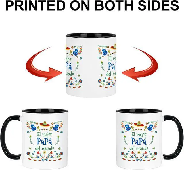 Alt view image 6 of 7 - YHRJWN Papa Gifts - El Mejor Papa Del Mundo Coffee Mug, regalos para el día del padre, Father's Day Birthday Gift for Dad from Daughter or Son, 11 Oz