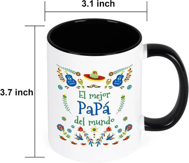 Alt view image 7 of 7 - YHRJWN Papa Gifts - El Mejor Papa Del Mundo Coffee Mug, regalos para el día del padre, Father's Day Birthday Gift for Dad from Daughter or Son, 11 Oz