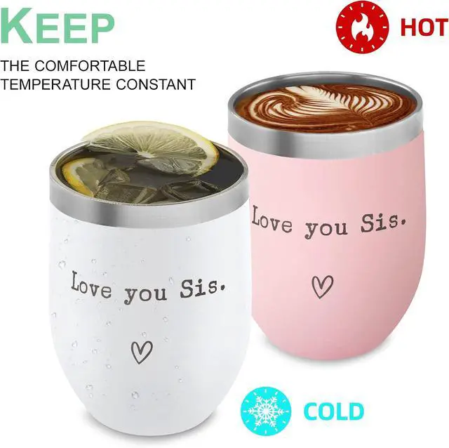 Alt view image 3 of 6 - SHOW-YA Sister Gifts from Sister - I Love You Sis - Sisters Gifts for Birthday - Graduation Gift Thanksgiving Christmas Gift for Sisters - 12oz Coffee Cup(White)