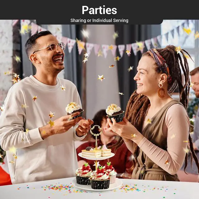 Alt view image 6 of 7 - EUSOAR Foil Ramekins with Lids, Black 25Packs 5oz Disposable Baking Cups Foil Liner Cupcake Container, Dessert Cheesecake Pan Creme Brulee Cupcake Containers for Catering Gathering Club Wedding Party