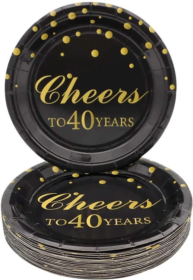 Main image of 40th Birthday Party Supplies,50 PCS Cheers to 40 Years Disposable 7 Inch Paper Plates Dessert Plates for 40 Years Anniversary Party