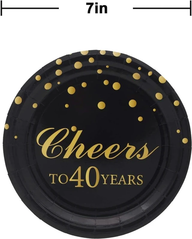 Alt view image 3 of 7 - 40th Birthday Party Supplies,50 PCS Cheers to 40 Years Disposable 7 Inch Paper Plates Dessert Plates for 40 Years Anniversary Party