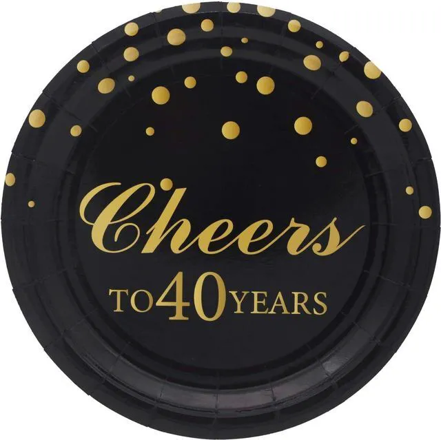 Alt view image 4 of 7 - 40th Birthday Party Supplies,50 PCS Cheers to 40 Years Disposable 7 Inch Paper Plates Dessert Plates for 40 Years Anniversary Party
