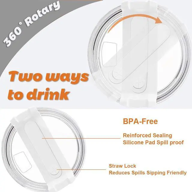 Alt view image 4 of 6 - 2 Pack Tumbler Lid for Stanley 40 oz Cup,Replacement Lids for Stanley Tumblers Travel Coffee Mug Spill Proof Splash Resistant Silicone Sliding Covers