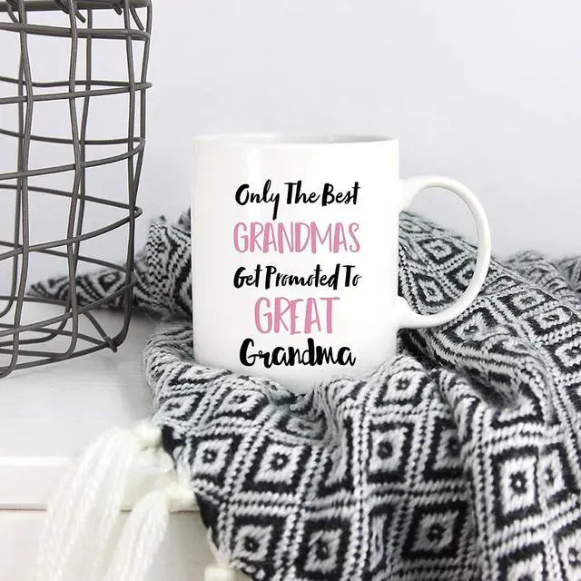 Alt view image 4 of 4 - 5Aup Mothers Day Great Grandma Mug from Granddaughter Grandson, Only The Best Grandpms Get Promoted To Great Grandma Coffee Cup for Grandmother 11 Oz