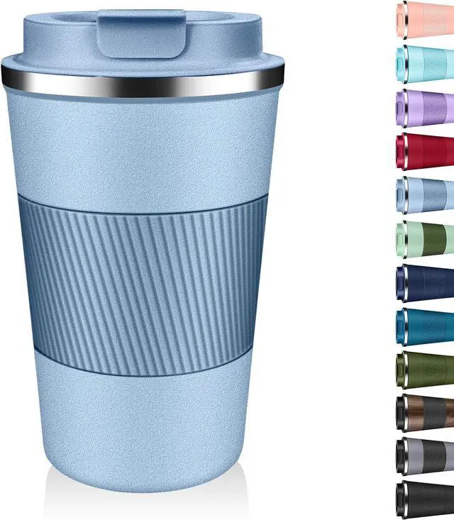 Main image of Insulated Coffee Tumbler 12 oz, Stainless Steel Coffee Mug with Lids, Travel Coffee Mug Leak Proof, Double Wall Vacuum Insulated Reusable Coffee Cup, Keep Drinks Hot and Cold (Sky Blue, 12 Ounces)
