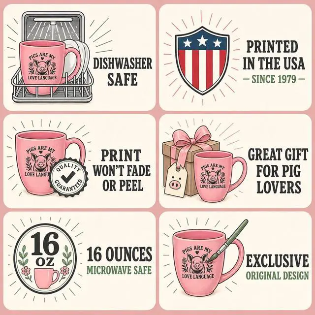 Alt view image 2 of 7 - 'Ask Me About My Pigs' Ceramic Coffee Mug, 16oz, Dishwasher Safe