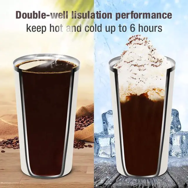 Alt view image 4 of 7 - 17oz (510ml) Vacuum Insulated Coffee Travel Mug, Leak proof Double Wall Stainless Steel Reusable Cup with Lid, Thermal Tumbler for Hot and Cold Drinks, Matte Texture White