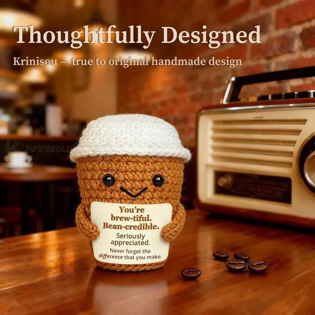 Alt view image 2 of 7 - Coffee Lovers Gifts for Women, Positive Espresso Emotional Crochet