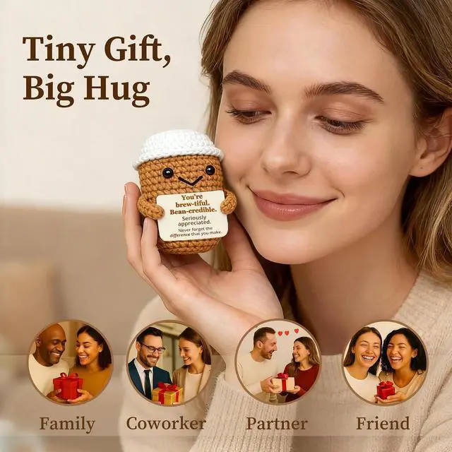 Alt view image 5 of 7 - Coffee Lovers Gifts for Women, Positive Espresso Emotional Crochet