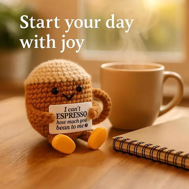 Alt view image 6 of 7 - Birthday Gift for Her Him Women Men Girlfriend Boyfriend, Positive Crochet Espresso Cup, Cute Small Coffee Lover Gift for Best Friend Couple Wife Husband Mom