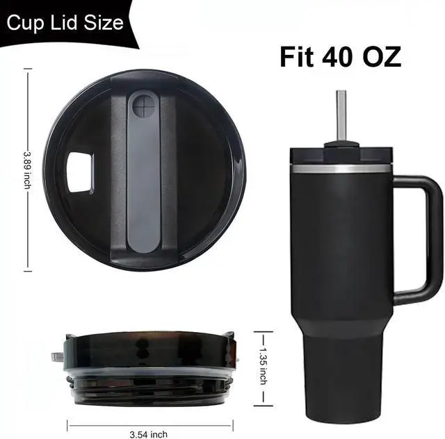 Alt view image 2 of 6 - 2 Pack Tumbler Lid for Stanley 40 oz Cup,Replacement Lids for Stanley Tumblers Travel Coffee Mug Spill Proof Splash Resistant Silicone Sliding Covers(Black)