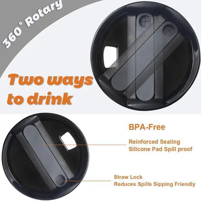 Alt view image 4 of 6 - 2 Pack Tumbler Lid for Stanley 40 oz Cup,Replacement Lids for Stanley Tumblers Travel Coffee Mug Spill Proof Splash Resistant Silicone Sliding Covers(Black)