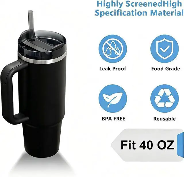 Alt view image 5 of 6 - 2 Pack Tumbler Lid for Stanley 40 oz Cup,Replacement Lids for Stanley Tumblers Travel Coffee Mug Spill Proof Splash Resistant Silicone Sliding Covers(Black)