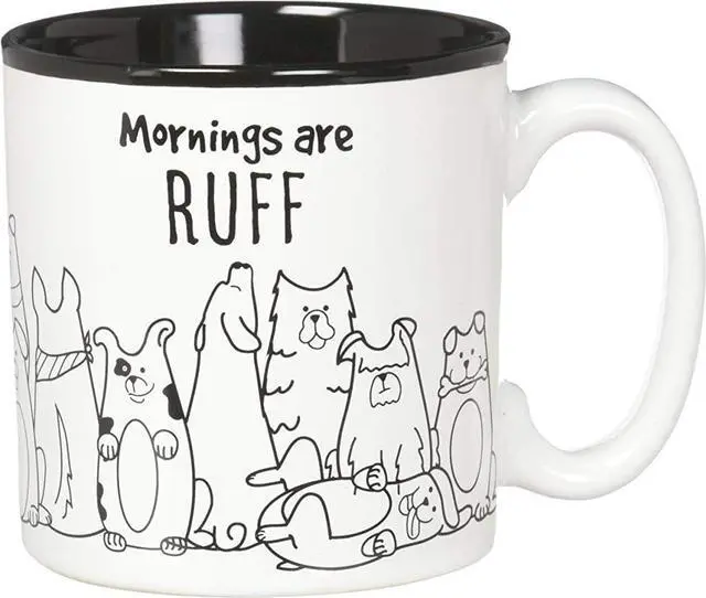 Main image of Burton and Burton Mornings are Ruff Ceramic Coffee Mug, 13 Ounce