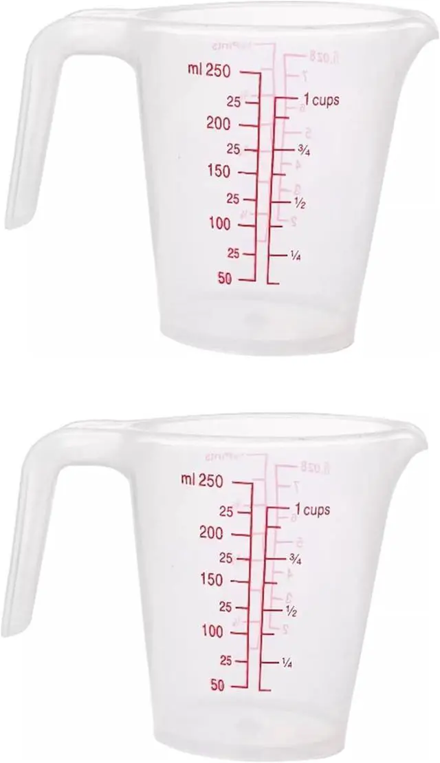 Main image of Plastic Measuring Cup 2Pcs 250ML Measuring Mug 8/16oz with Handle Graduated Pitcher for Baking Flour Oil Powder Cooking Kitchen Measure Container Stackable (250ML/0.06Gal)
