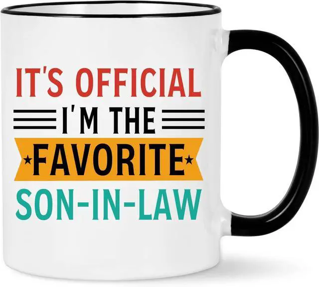 Main image of It's Official I'm The Favorite Son in Law Mug, Son in Law Christmas Gifts from Mother-in-Law Father-in-Law, 11OZ Coffee Mug Black Handle