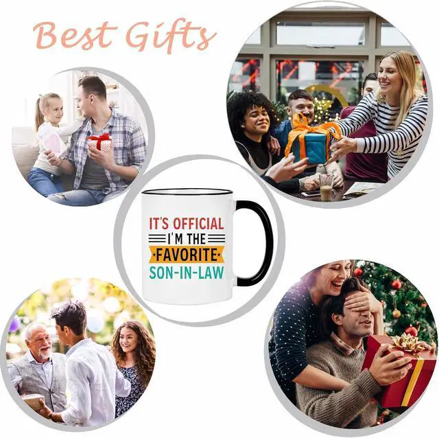 Alt view image 5 of 7 - It's Official I'm The Favorite Son in Law Mug, Son in Law Christmas Gifts from Mother-in-Law Father-in-Law, 11OZ Coffee Mug Black Handle