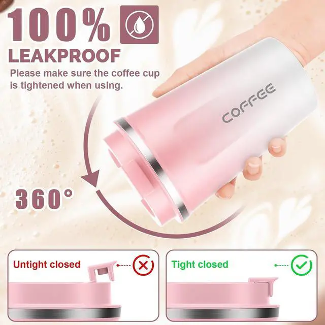 Alt view image 3 of 7 - CS COSDDI 12 oz Coffee mug - Stainless Steel Coffee Cup with Leakproof Lid