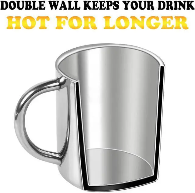 Alt view image 3 of 7 - CABAX 7oz / 210ml Mug, Double Walled Coffee Mug with Handle, Stainless Steel Shatterproof Tea Cups for Kids Camping Mugs, Pack of 1
