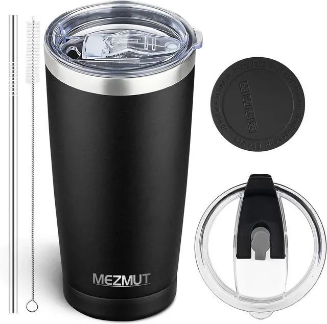 Main image of MEZMUT 20oz Insulated Tumbler Cup Travel Coffee Mug with Lid Straw(Black,1)