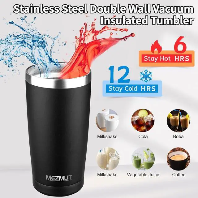 Alt view image 2 of 7 - MEZMUT 20oz Insulated Tumbler Cup Travel Coffee Mug with Lid Straw(Black,1)