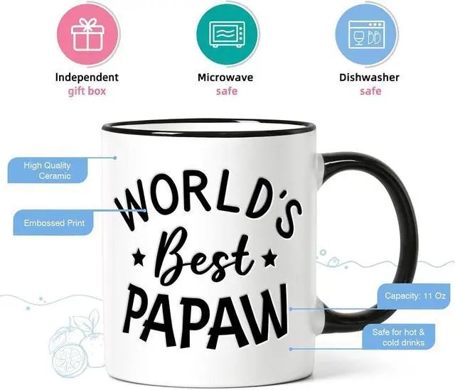 Alt view image 6 of 7 - YHRJWN Papaw Fathers Day Gift, World's Best Papaw, Grandpa Mug, Papaw Gifts, Christmas Birthday Father's Day for Papaw, 11Oz