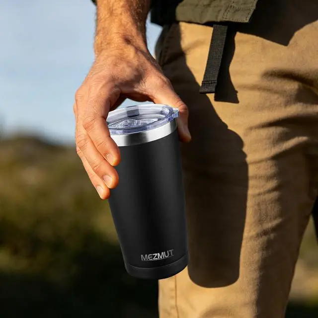 Alt view image 7 of 7 - MEZMUT 20oz Insulated Tumbler Cup Travel Coffee Mug with Lid Straw(Black,1)