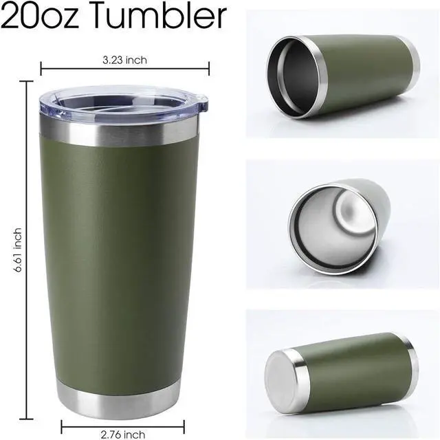 Alt view image 2 of 5 - HASLE OUTFITTERS 20oz Tumblers Bulk Stainless Steel Cup with Lid Double Wall Vacuum Insulated Coffee Mug for Cold & Hot Drinks 1 Pack, Army Green