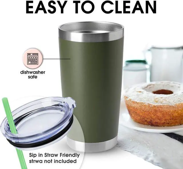 Alt view image 3 of 5 - HASLE OUTFITTERS 20oz Tumblers Bulk Stainless Steel Cup with Lid Double Wall Vacuum Insulated Coffee Mug for Cold & Hot Drinks 1 Pack, Army Green