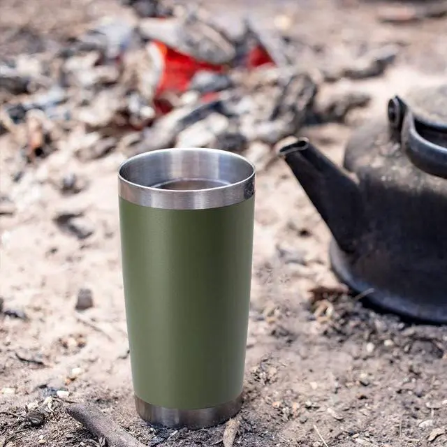 Alt view image 5 of 5 - HASLE OUTFITTERS 20oz Tumblers Bulk Stainless Steel Cup with Lid Double Wall Vacuum Insulated Coffee Mug for Cold & Hot Drinks 1 Pack, Army Green