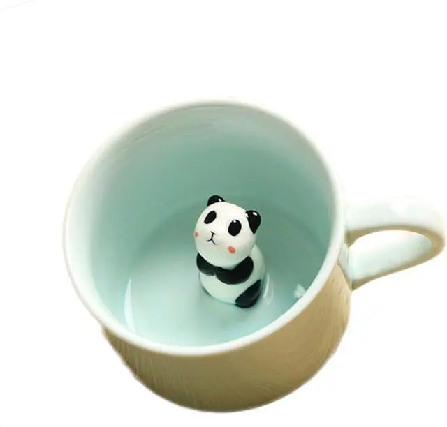 Main image of ZaH 3D Mug Animal Inside Cup Cartoon Ceramics Figurine Teacup for Boys Girls Kids Women Men Coffee Mug (8 oz Panda)