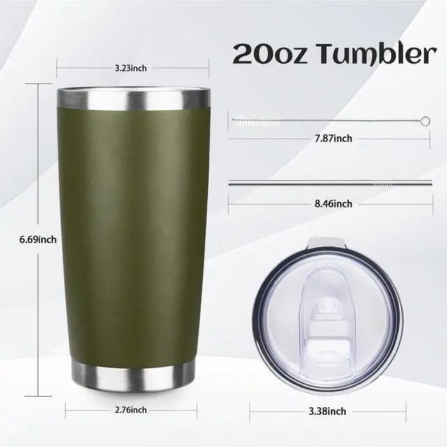 Alt view image 2 of 7 - DIW 20oz Insulated Tumbler Travel Coffee Mug with Lid Straw(Navy Green,1)
