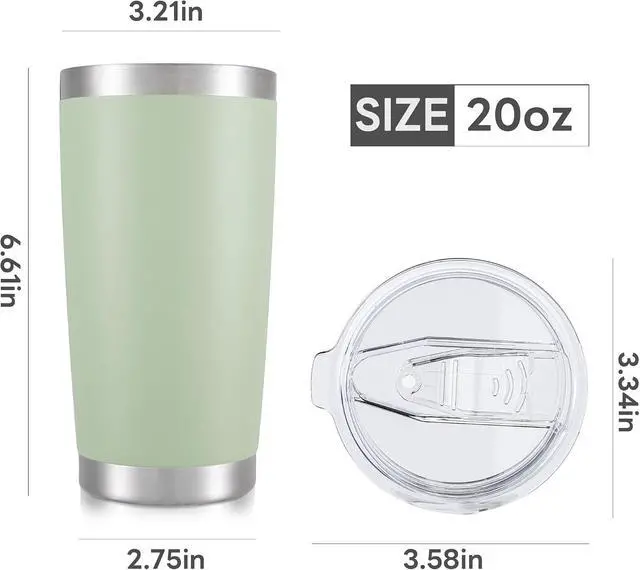 Alt view image 7 of 7 - 20 oz Tumbler with Lid Stainless Steel Insulated Tumblers Cups Travel Mug