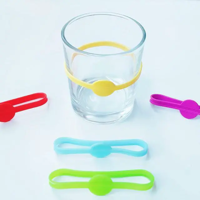 Alt view image 4 of 6 - Stretchable Drink Markers 24pcs, Wine Glass Markers, Drink Identifiers for Glasses Cup, Beer Bottle, Mug, Jar, Cocktail Glass, Drink Labels for Party
