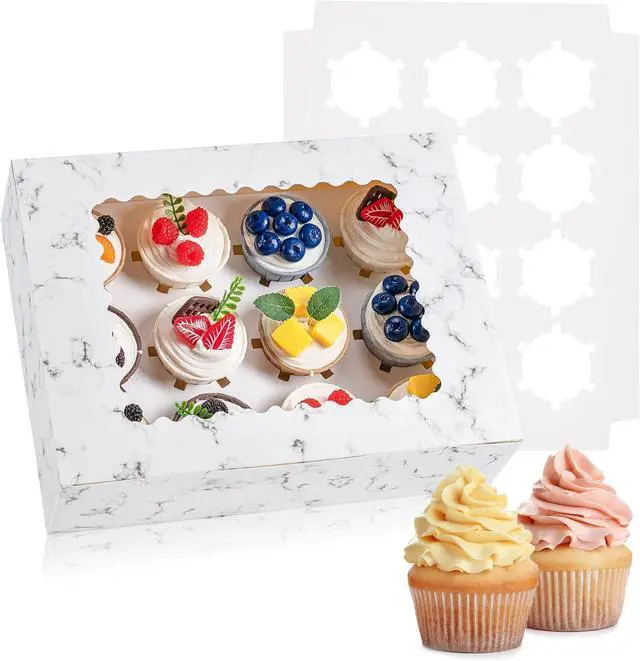 Main image of Hoewina 6PCS Cupcake Boxes Hold 12 Cupcakes, Cupcake Containers with Window