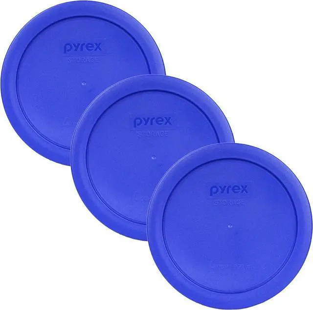 Main image of Pyrex 7201-PC (4-Cup) Cadet Blue Food Storage Lids (3-Pack) - Made in USA