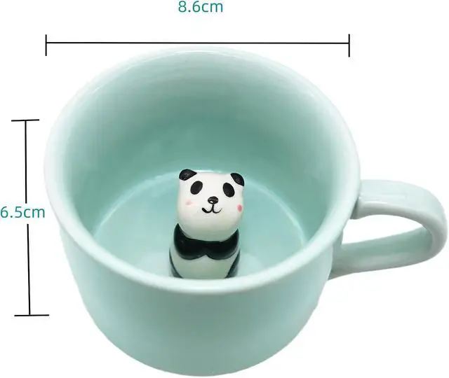 Alt view image 4 of 7 - ZaH 3D Mug Animal Inside Cup Cartoon Ceramics Figurine Teacup for Boys Girls Kids Women Men Coffee Mug (8 oz Panda)